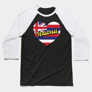 Hawaii Hawaiian State Flag Heart Baseball T-Shirt